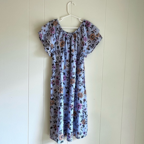 Copper Key Girls Floral Blue Double Short Sleeve Summer Rayon Maxi Dress… - Picture 1 of 7